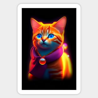 Galaxy Orange Cat Coloful Sticker